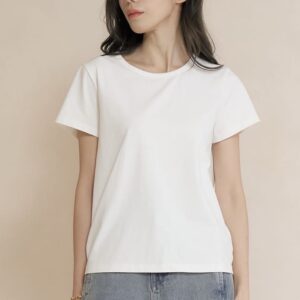 百分之百棉質Ｔ恤, 觸感柔和細膩, 合身剪裁, 牛仔褲的百搭上衣, 單一尺寸
